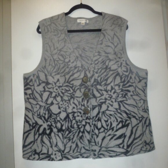 🖤 Coldwater Creek 100% Wool Vest – Floral Color changing Pattern – Size 1X - Picture 3 of 14